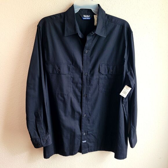 NEW Walls Work Wear Shirt Mens 2XL Black Long Sleeve Work Pockets Ranch Outdoor - Picture 1 of 10